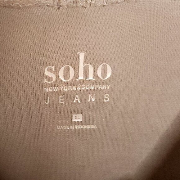 SOHO Jeans New York & Company Silver Grey Short Sleeve Lace Knit Top XL - Picture 5 of 7